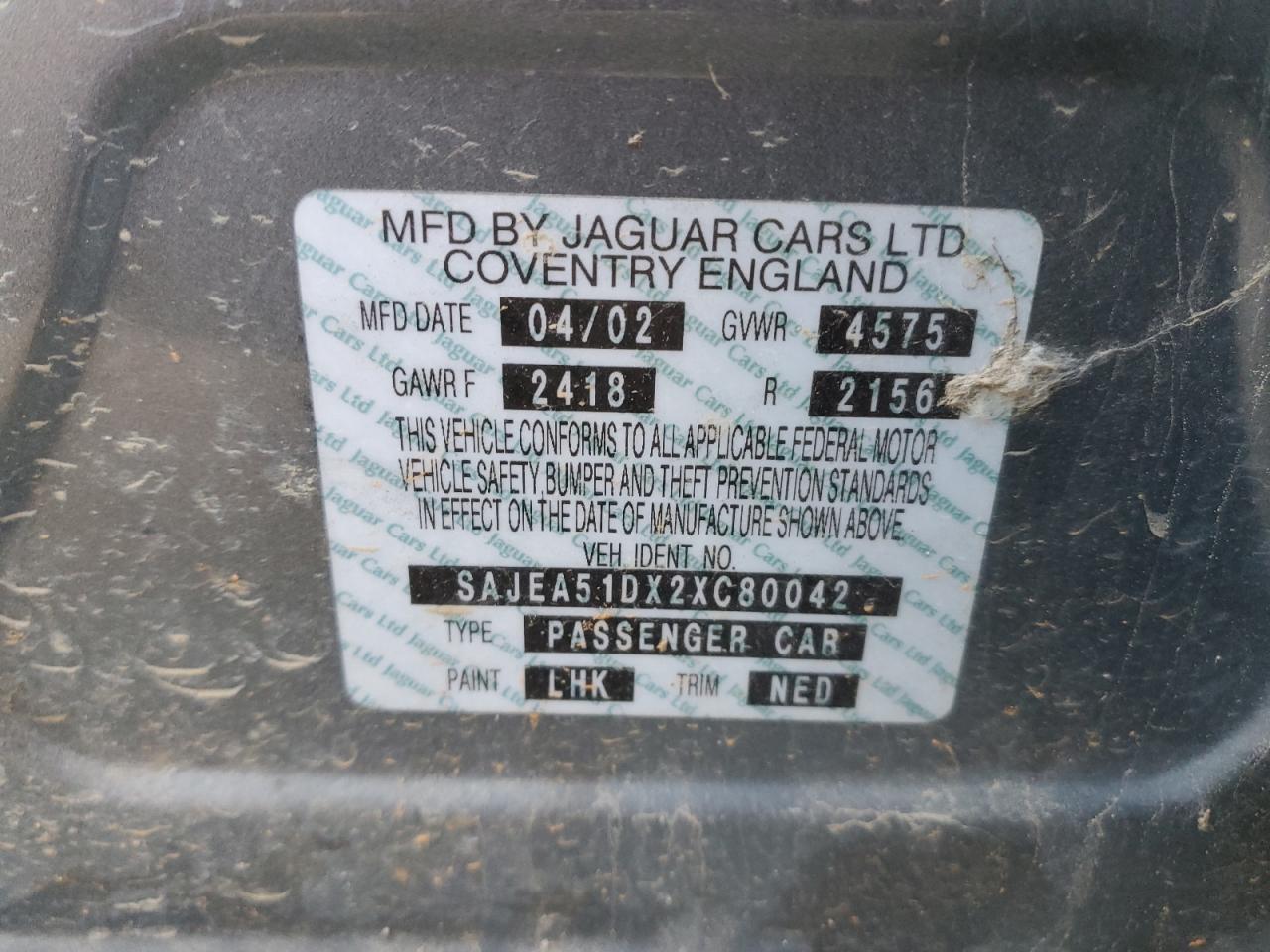 Lot #3266806937 2002 JAGUAR X-TYPE 2.5