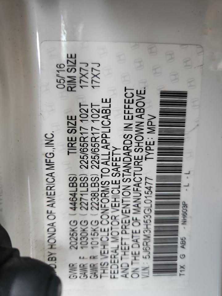 Lot #3281601401 2016 HONDA CR-V EX