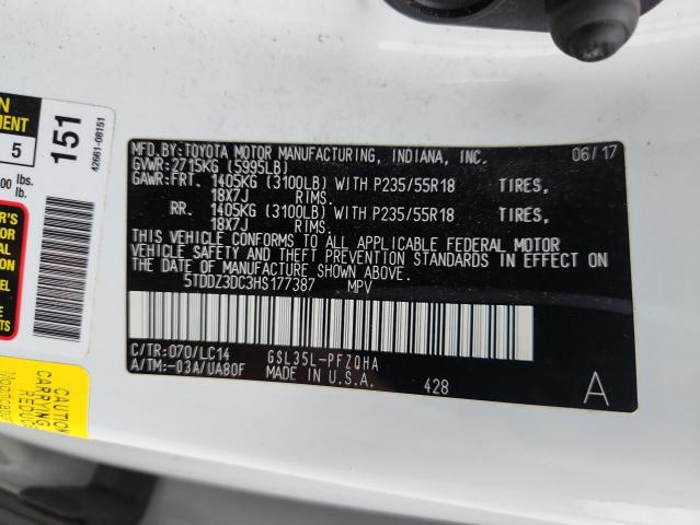 2017 TOYOTA SIENNA XLE - 5TDDZ3DC3HS177387