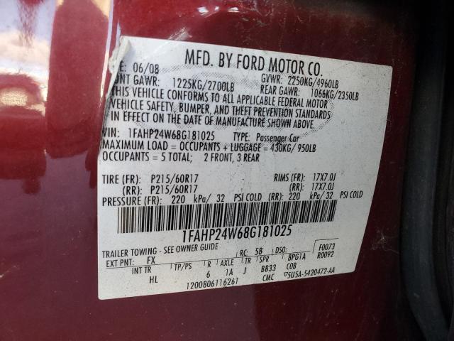 2008 FORD TAURUS SEL #3269890171