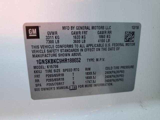 2017 CHEVROLET TAHOE K150 - 1GNSKBKC9HR188652