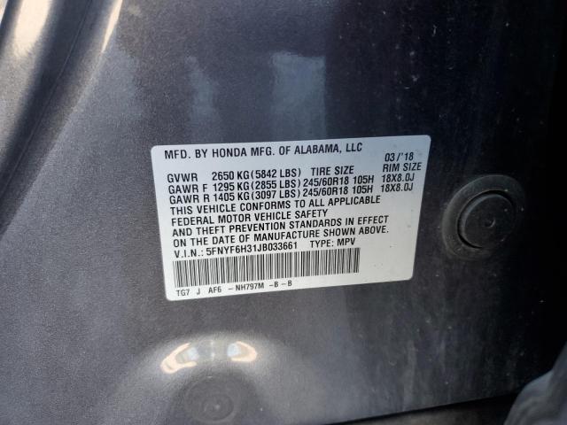 2018 HONDA PILOT EX 5FNYF6H31JB033661