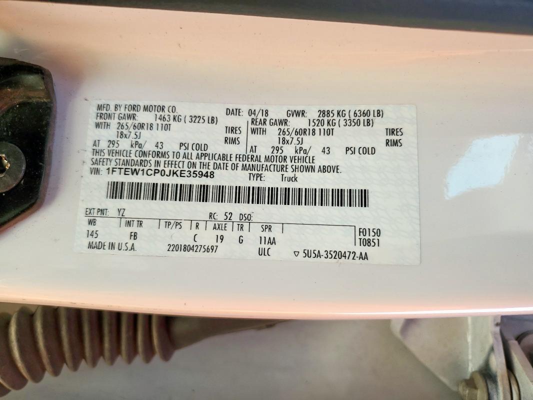 2018 FORD F150 SUPER - 1FTEW1CP0JKE35948