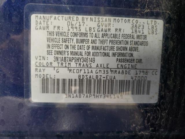 2017 NISSAN SENTRA S 3N1AB7AP9HY346149