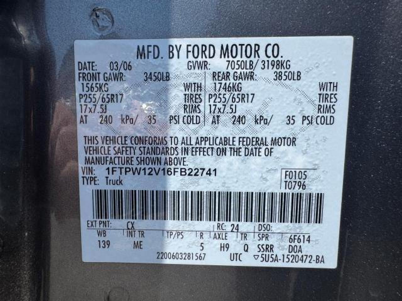 Lot #3257107274 2006 FORD F150 SUPERCREW