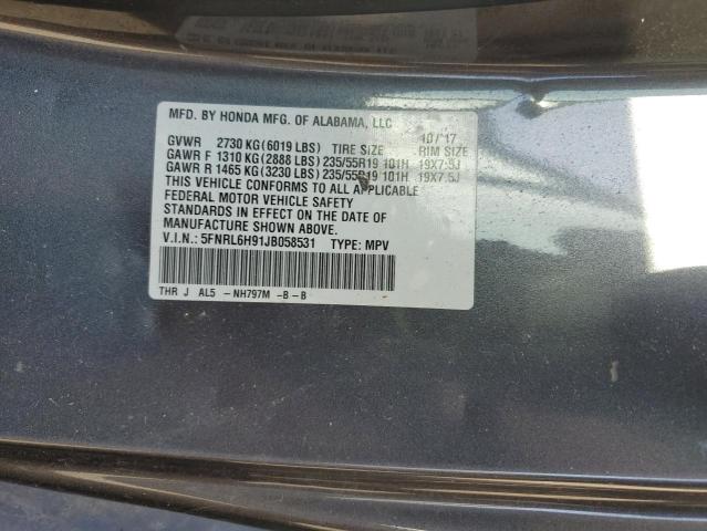 2018 HONDA ODYSSEY ELITE 5FNRL6H91JB058531