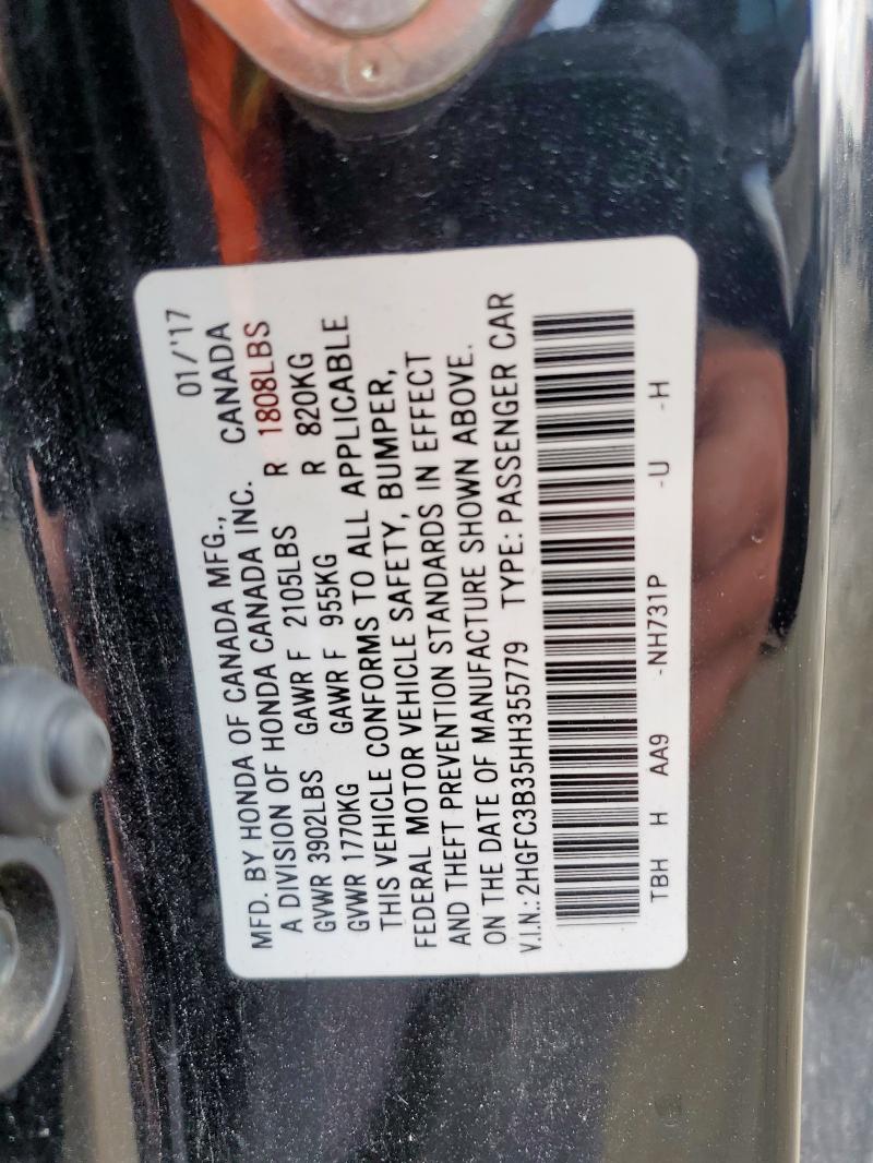 2017 HONDA CIVIC EX 2HGFC3B35HH355779