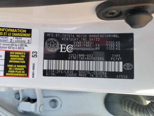 2022 TOYOTA CAMRY TRD 4T1KZ1AK4NU067880