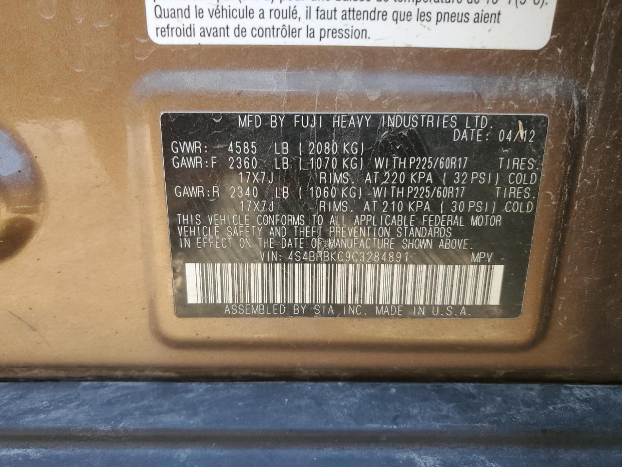 SUBARU OUTBACK 2.5I LIMITED