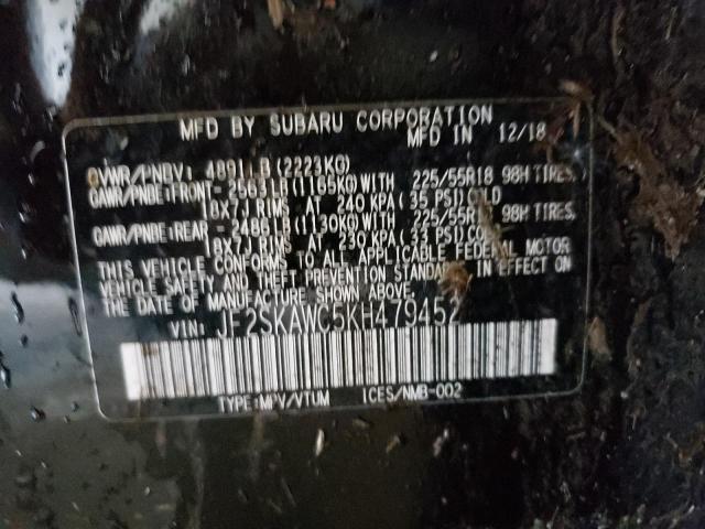 2019 SUBARU FORESTER T JF2SKAWC5KH479452