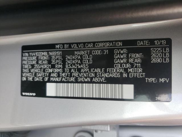 2020 VOLVO XC60 T5 R-DESIGN YV4102DM8L1489191