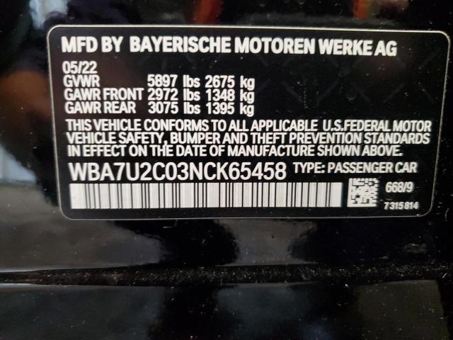 2022 BMW 750 XI WBA7U2C03NCK65458