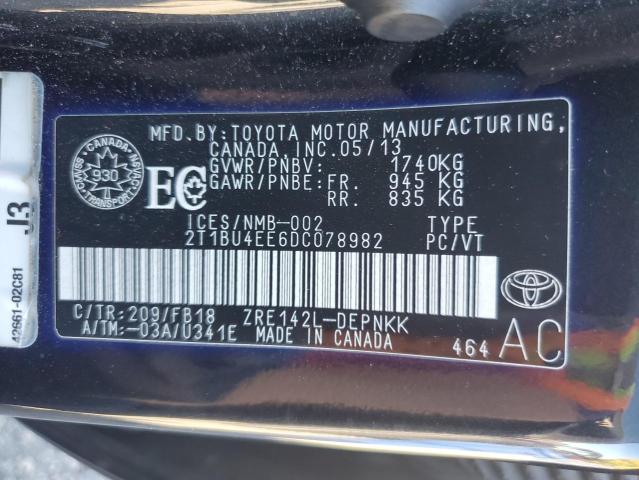 2013 TOYOTA COROLLA BA - 2T1BU4EE6DC078982