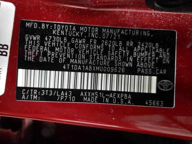 2021 TOYOTA AVALON LIM 4T1DA1ABXMU009626