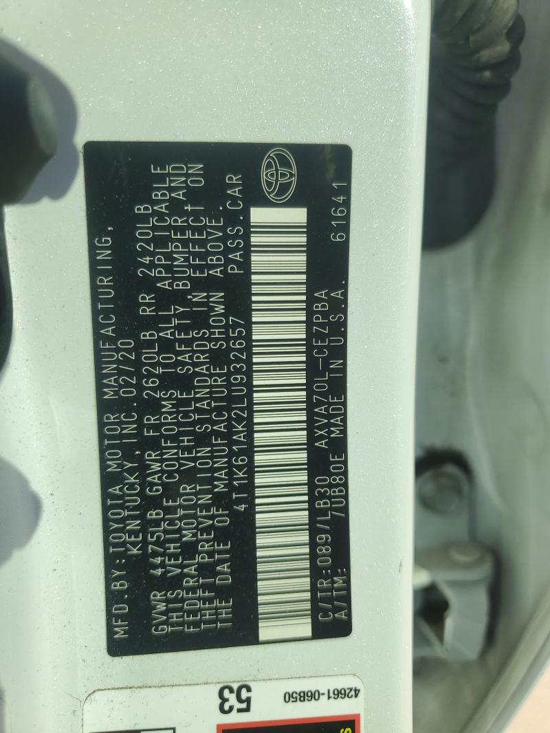 2020 TOYOTA CAMRY XSE #3305681749