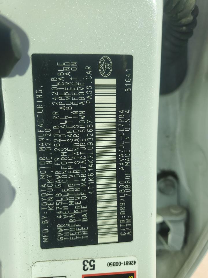 Lot #3305681749 2020 TOYOTA CAMRY XSE