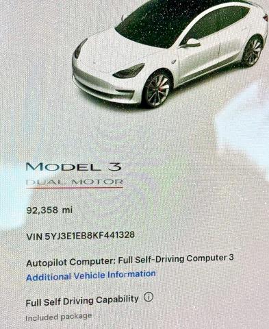 2019 TESLA MODEL 3 - 5YJ3E1EB8KF441328