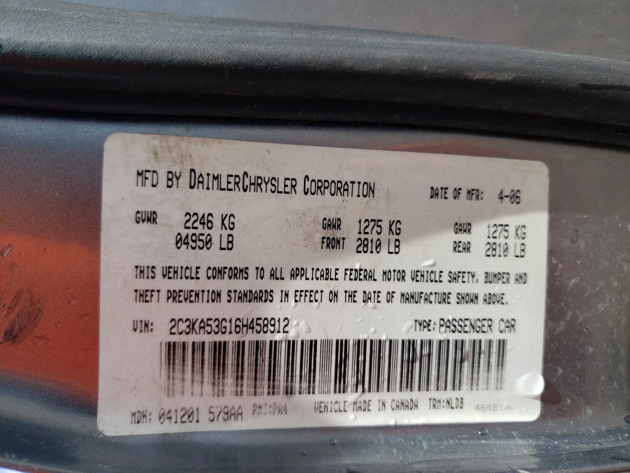 Lot #3263967165 2006 CHRYSLER 300 TOURIN