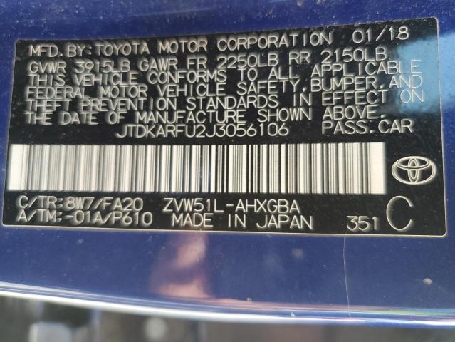 2018 TOYOTA PRIUS JTDKARFU2J3056106