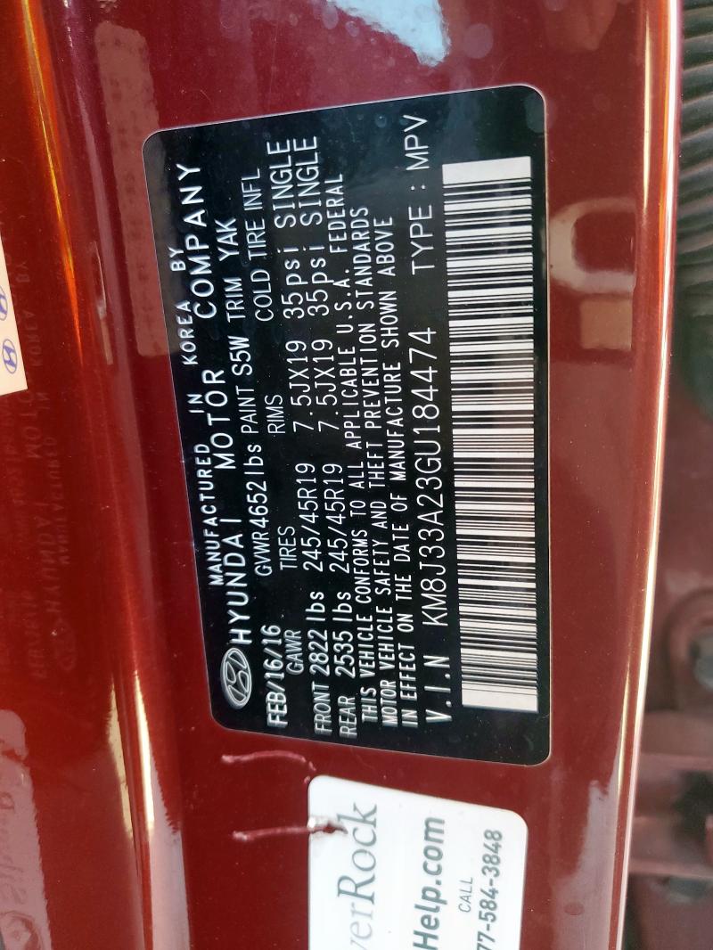 2016 HYUNDAI TUCSON LIM KM8J33A23GU184474