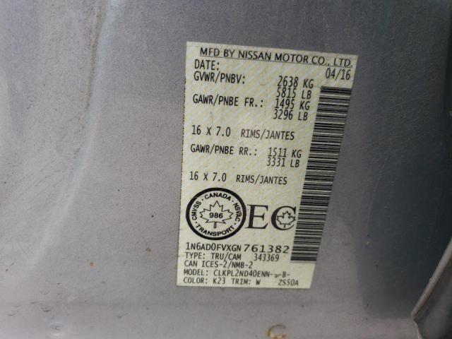 2016 NISSAN FRONTIER S - 1N6AD0FVXGN761382