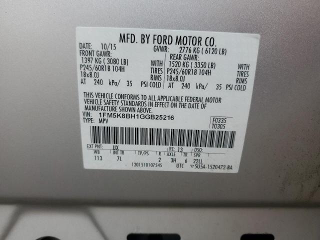 2016 FORD EXPLORER 1FM5K8BH1GGB25216