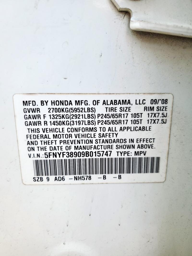 2009 HONDA PILOT TOUR #3300622920