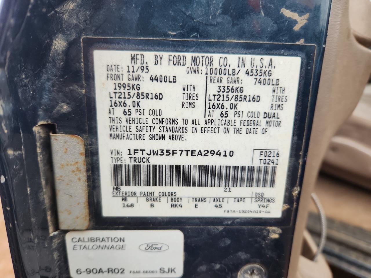 Lot #3282531888 1996 FORD F350