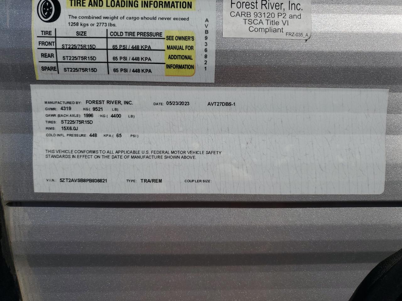 Lot #3284865016 2023 PRIMETIME AVENGER 27