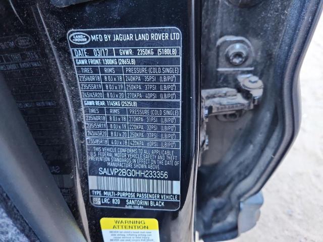 2017 LAND ROVER RANGE ROVE #3287486999