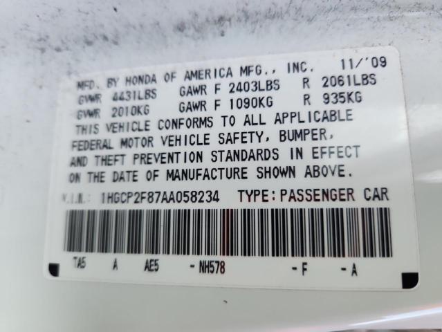 2010 HONDA ACCORD EXL - 1HGCP2F87AA058234