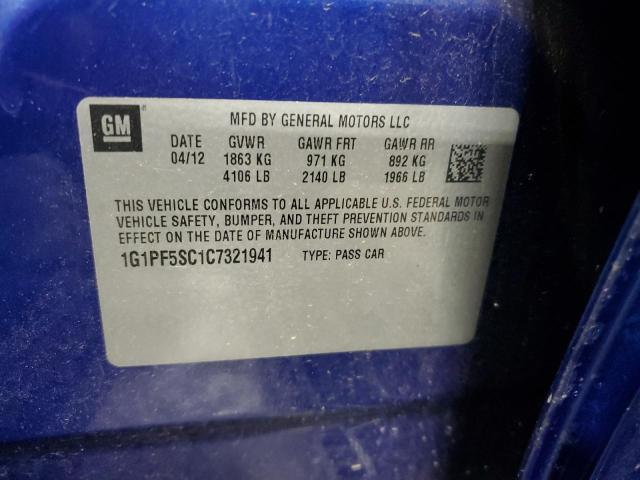 2012 CHEVROLET CRUZE LT - 1G1PF5SC1C7321941