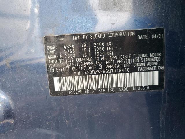 2021 SUBARU LEGACY PRE - 4S3BWAF66M3019410