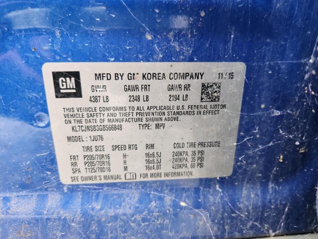 2016 CHEVROLET TRAX LS - KL7CJNSB3GB566848