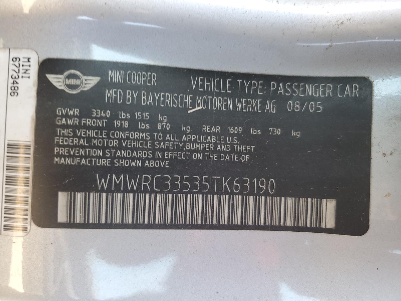 Lot #3281390997 2005 MINI COOPER