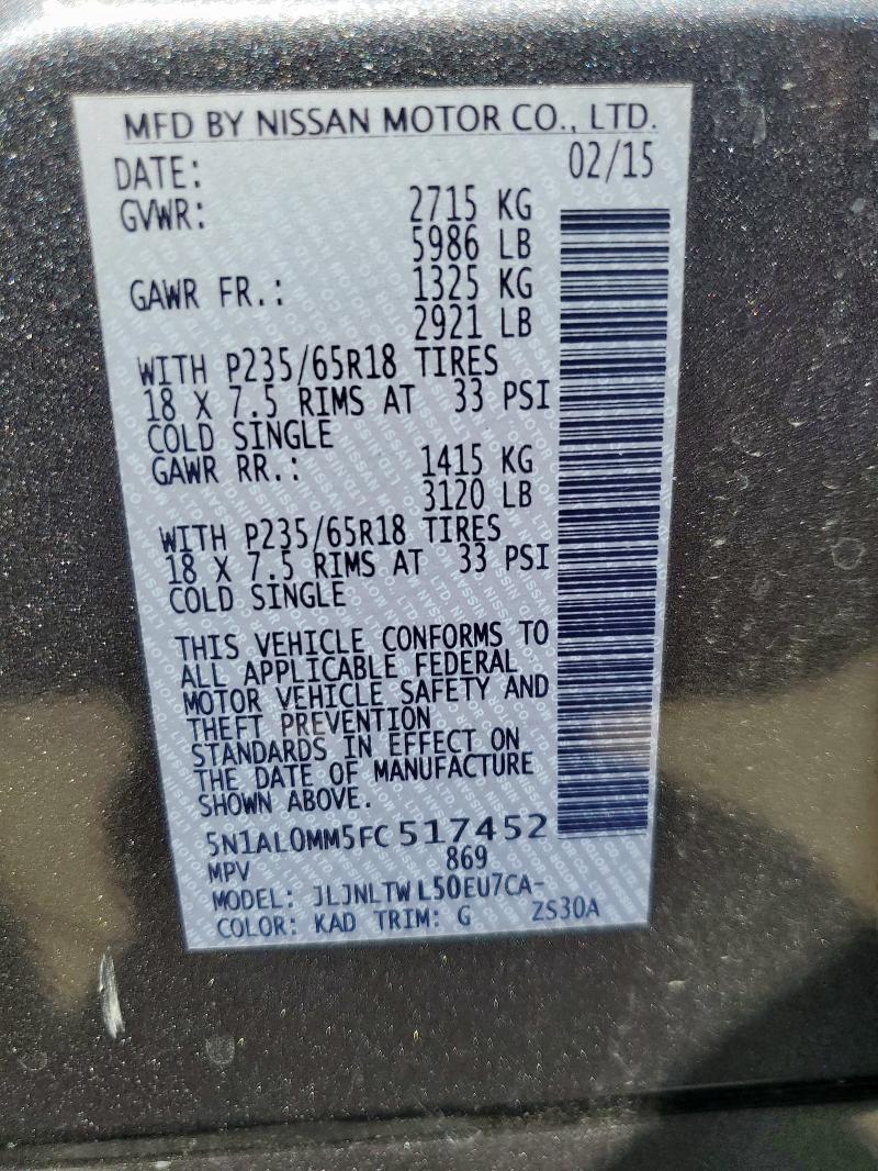 2015 INFINITI QX60 - 5N1AL0MM5FC517452