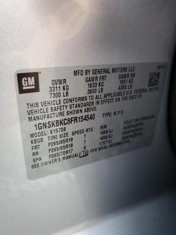 2015 CHEVROLET TAHOE K1500 LT 1GNSKBKC8FR154540