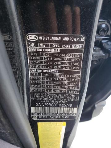 2015 LAND ROVER RANGE ROVE - SALVP2BG0FH025748