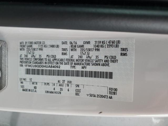 2017 FORD ESCAPE SE - 1FMCU9GD0HUA84092