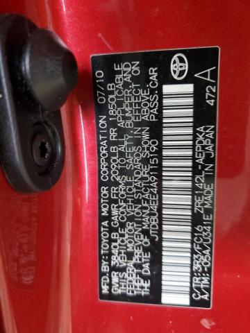 2010 TOYOTA COROLLA BA - JTDBU4EE4A9115190