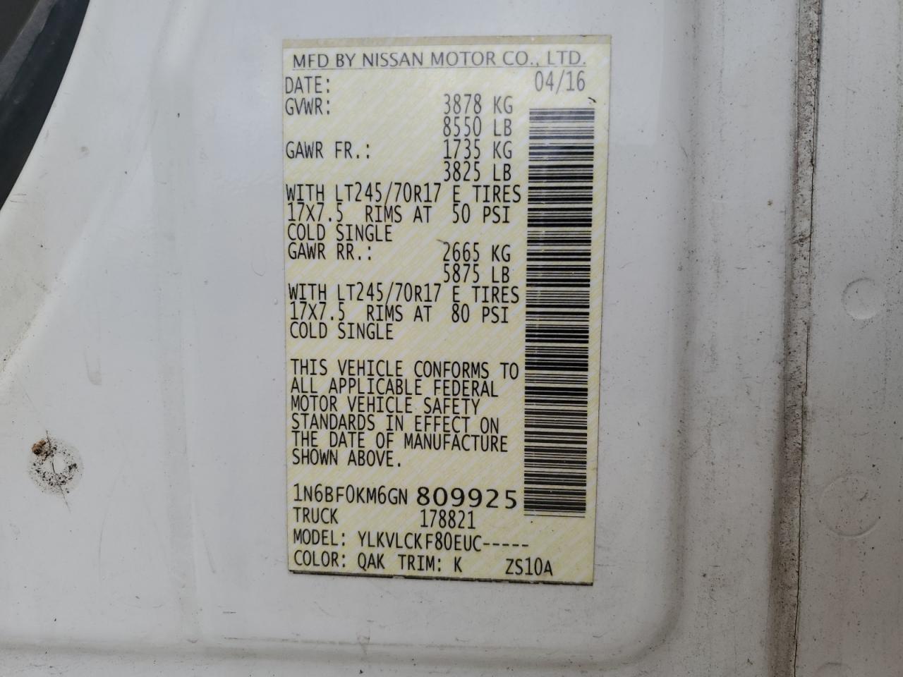 NISSAN NV1500 1500 S