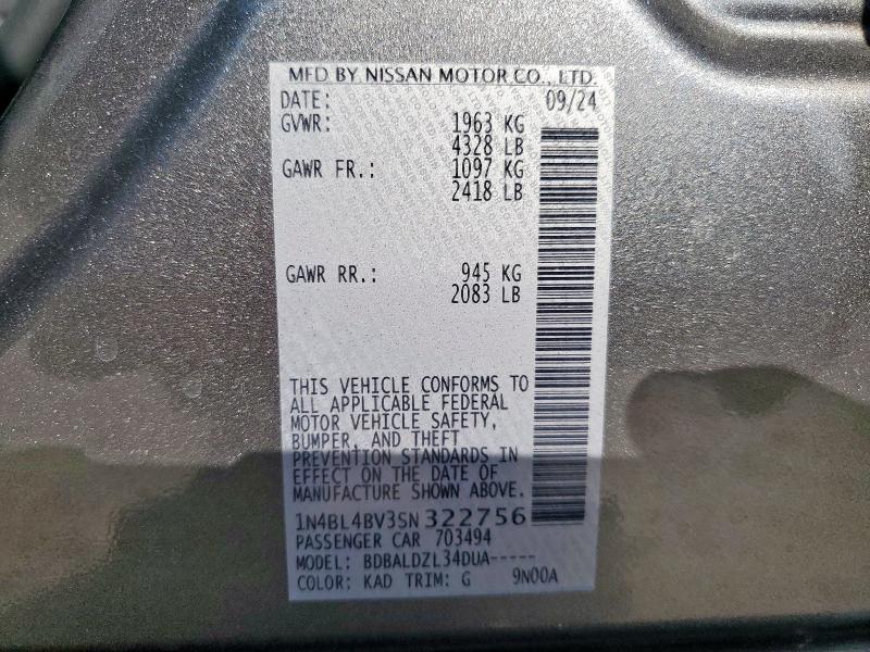 2025 NISSAN ALTIMA S 1N4BL4BV3SN322756