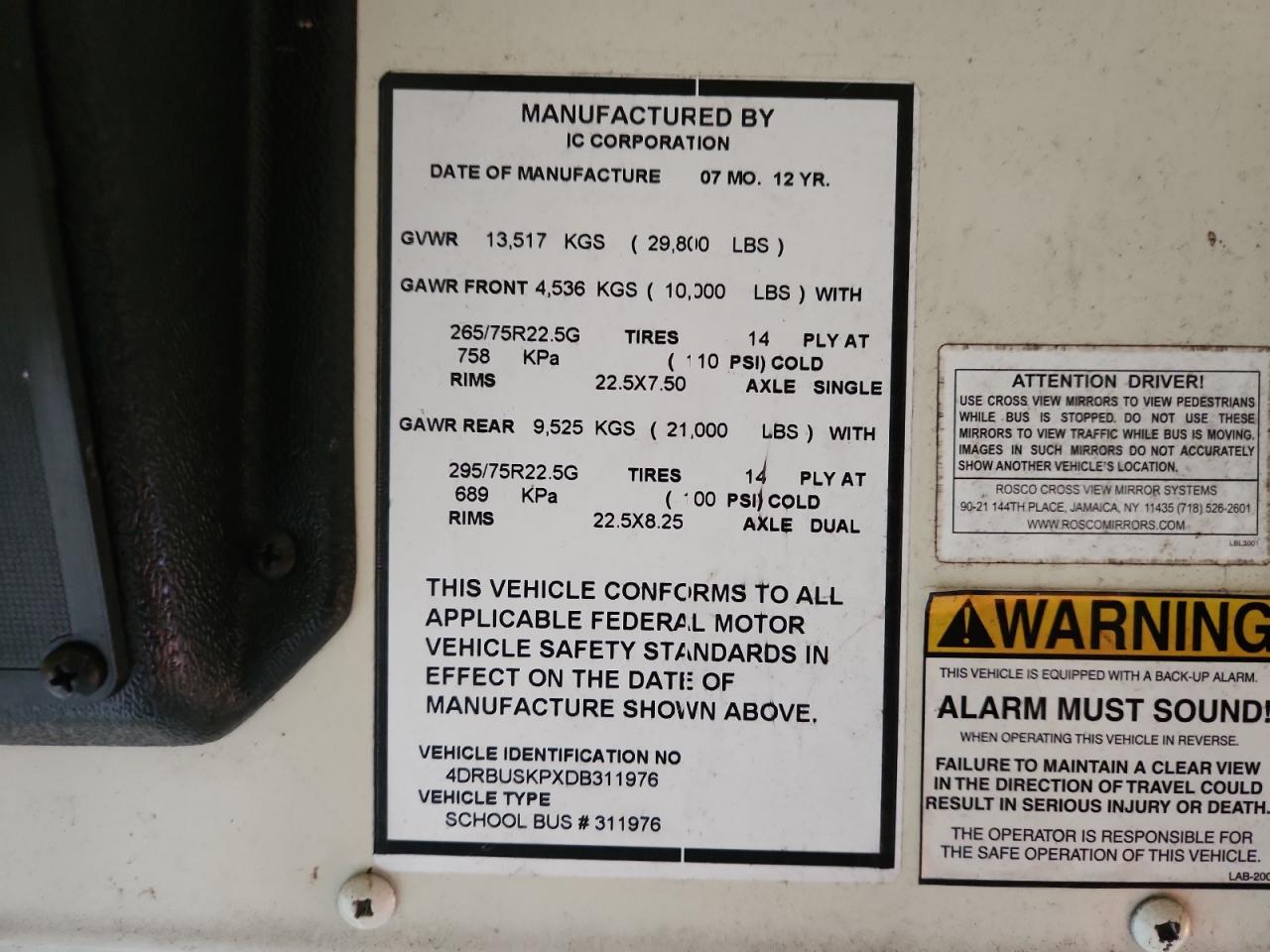 Lot #3286471798 2013 IC CORPORATION CE SERIES SCHOOL