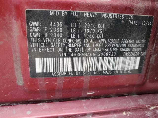 2012 SUBARU LEGACY 2.5 - 4S3BMBA66C3008733