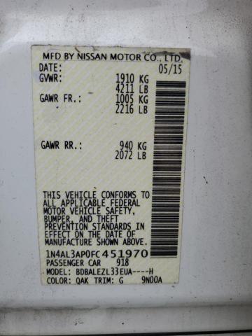 2015 NISSAN ALTIMA 2.5 - 1N4AL3AP0FC451970