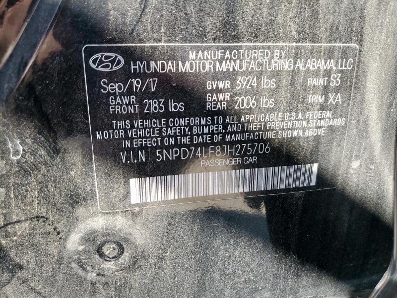 2018 HYUNDAI ELANTRA SE 5NPD74LF8JH275706