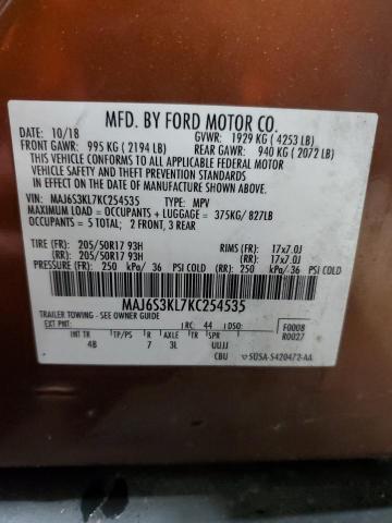 2019 FORD ECOSPORT T - MAJ6S3KL7KC254535