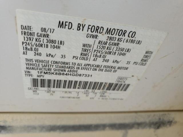 2017 FORD EXPLORER 1FM5K8B84HGD87331