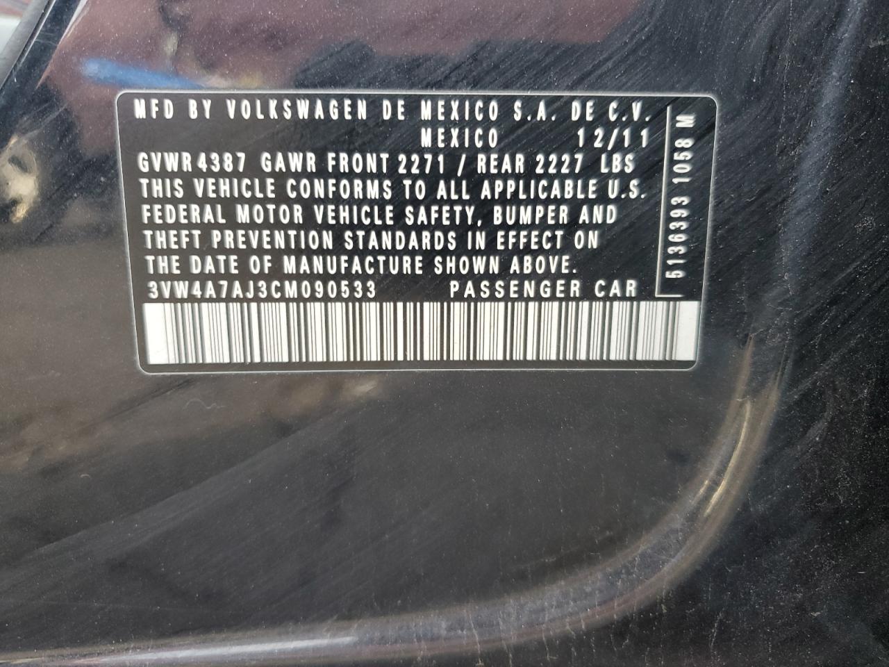 Lot #3304585434 2012 VOLKSWAGEN JETTA GLI