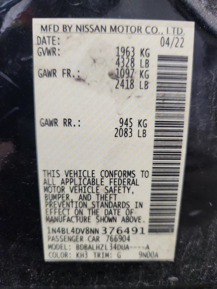 Lot #3302923068 2022 NISSAN ALTIMA SV